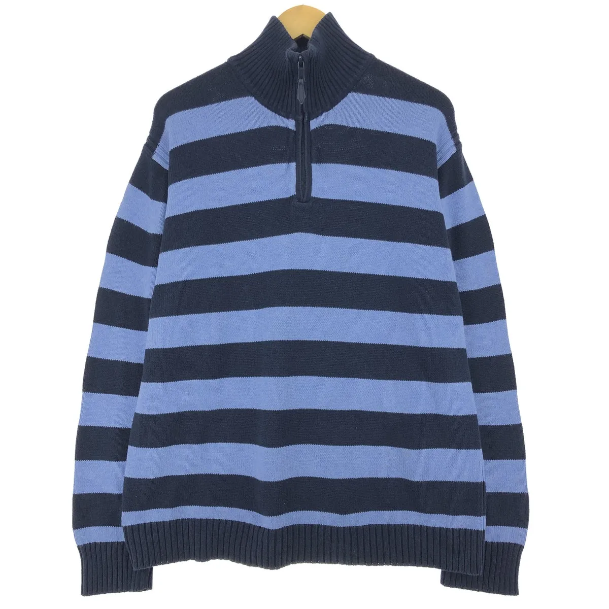 00'S NAUTICA Striped Pattern Cotton Knit Half Zip Sweater Men's XL / eaa463612
