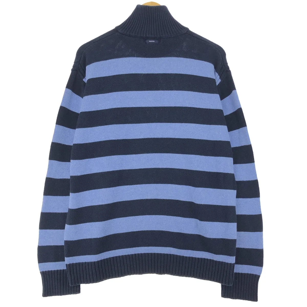 00'S NAUTICA Striped Pattern Cotton Knit Half Zip Sweater Men's XL / eaa463612