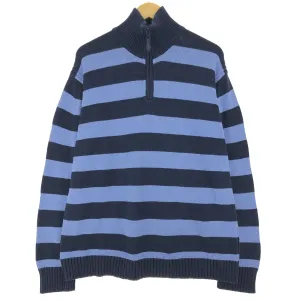 00'S NAUTICA Striped Pattern Cotton Knit Half Zip Sweater Men's XL / eaa463612
