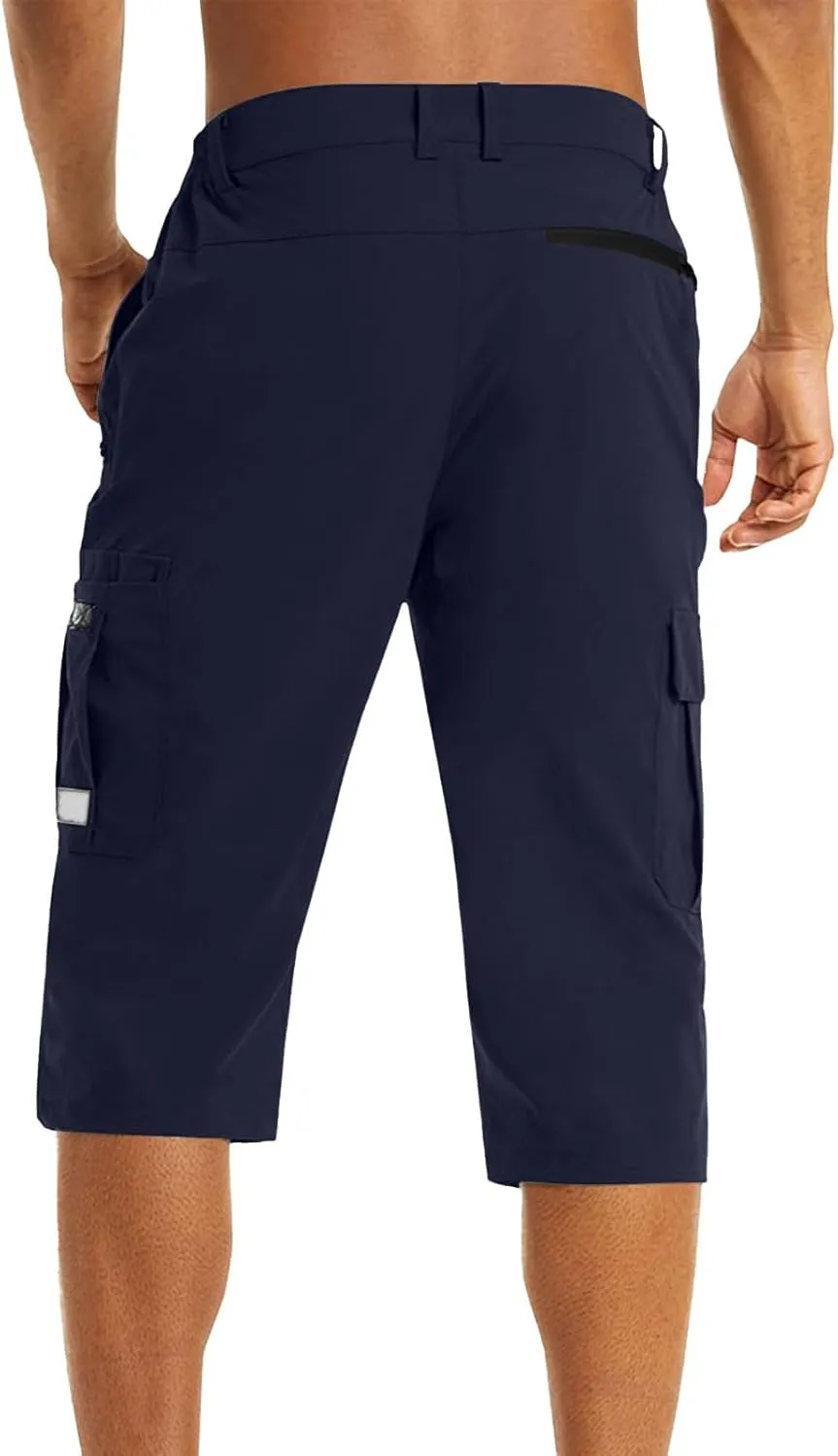 3/4 Cargo Shorts for Men Lightweight Outdoor Climbing Hiking Walking Capri Work Shorts with Multi Pockets Athletic Gym Shorts