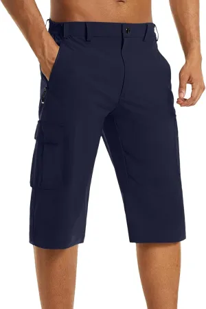 3/4 Cargo Shorts for Men Lightweight Outdoor Climbing Hiking Walking Capri Work Shorts with Multi Pockets Athletic Gym Shorts
