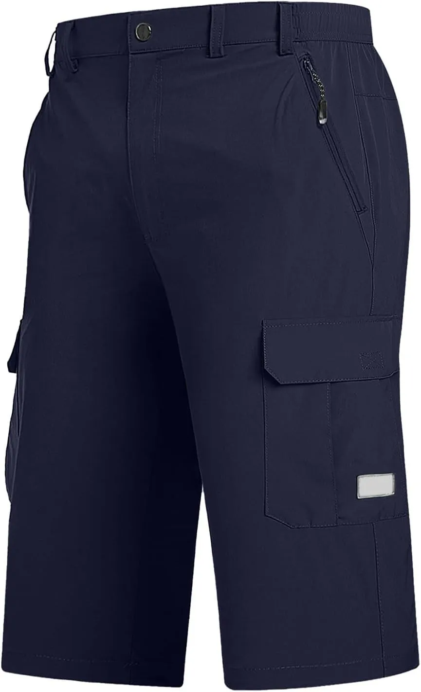 3/4 Cargo Shorts for Men Lightweight Outdoor Climbing Hiking Walking Capri Work Shorts with Multi Pockets Athletic Gym Shorts