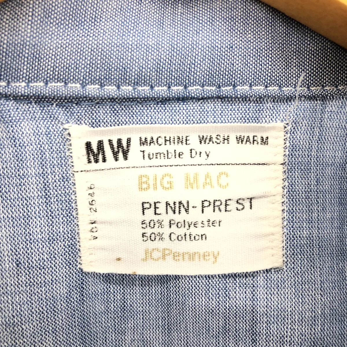 70'S BIG MAC JCPenney Chambray Long Sleeve Work Shirt Men's Medium Vintage /eaa469547