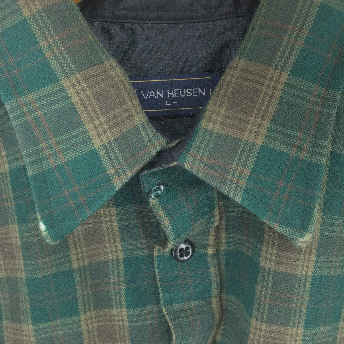 80'S VAN HEUSEN WINTERWEIGHTS Long Sleeve Light Flannel Check Shirt Men's L Size Vintage /eaa481055