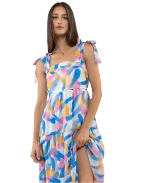 Annie Abstract Print Tiered Midi Dress