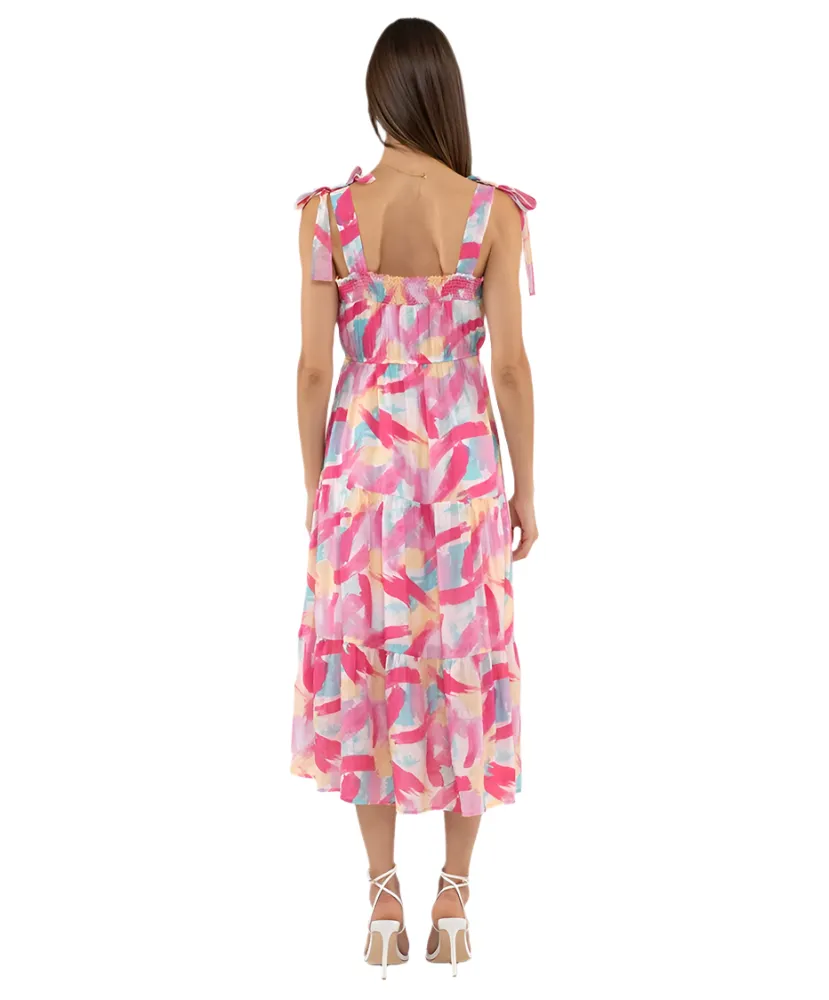 Annie Abstract Print Tiered Midi Dress