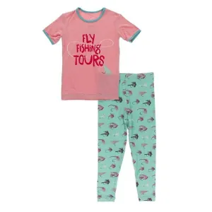 Bamboo Short Sleeve Graphic Tee Pajama Set - Glass Fishing Flies