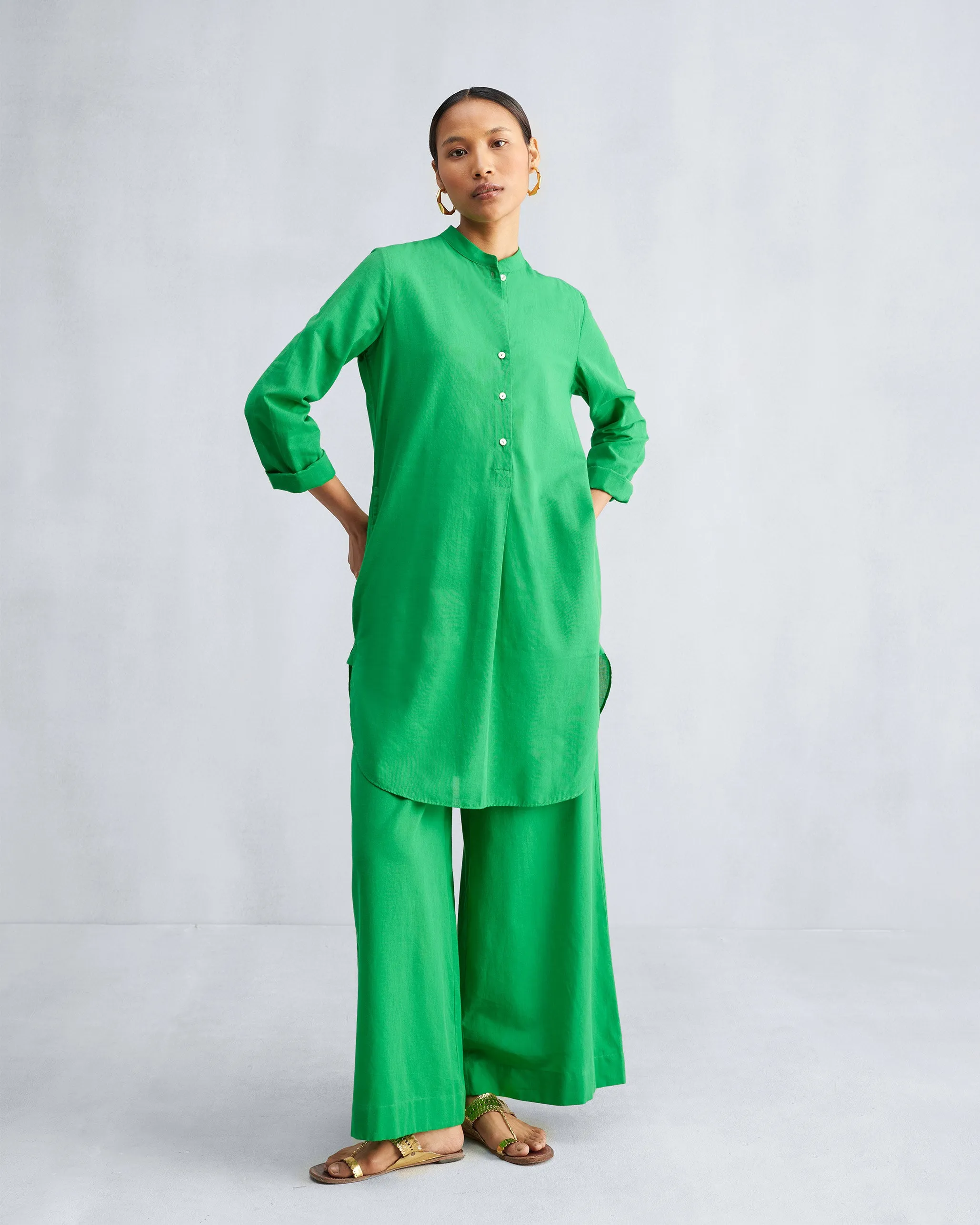 Basic Mid Length Kurta - Green