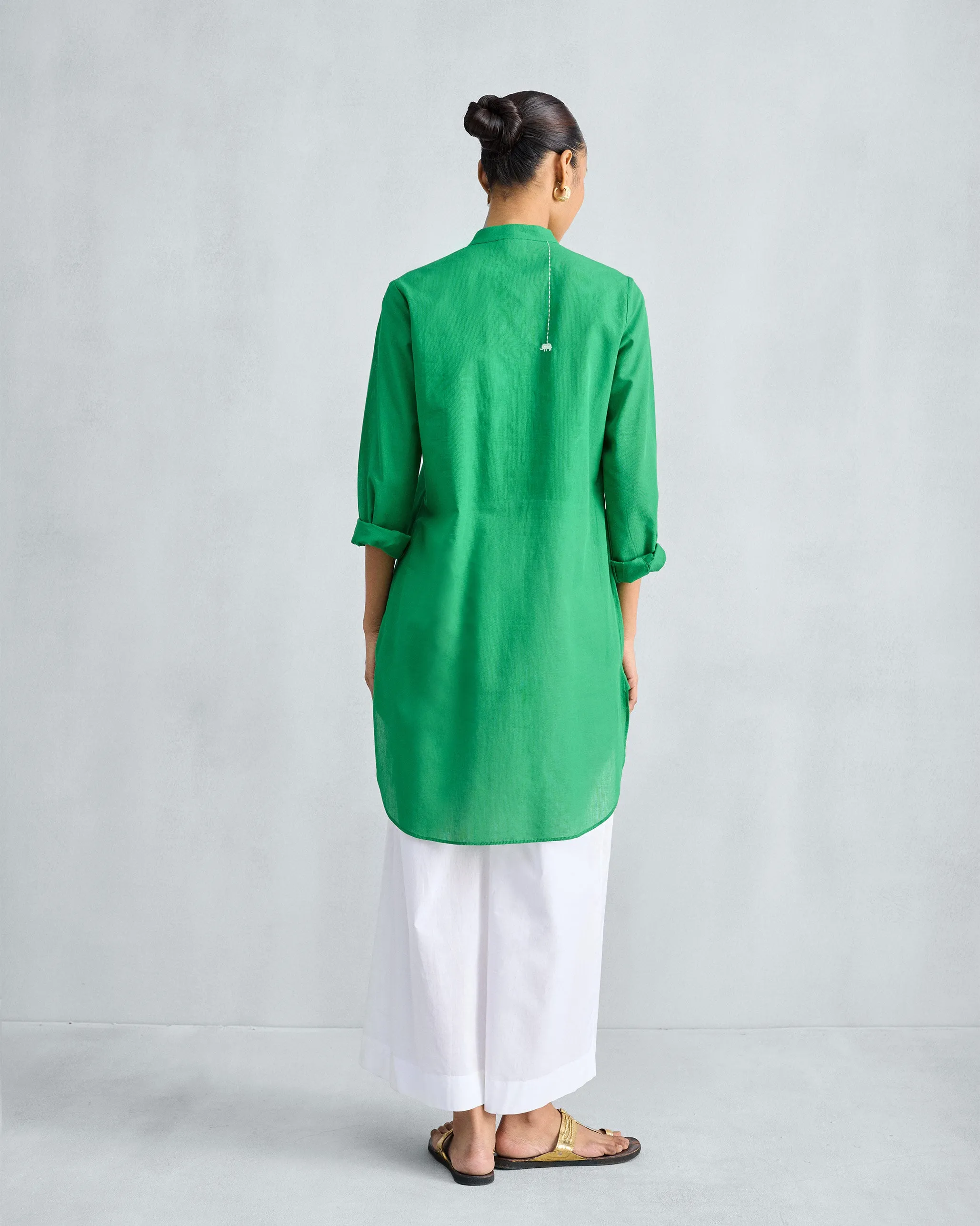 Basic Mid Length Kurta - Green