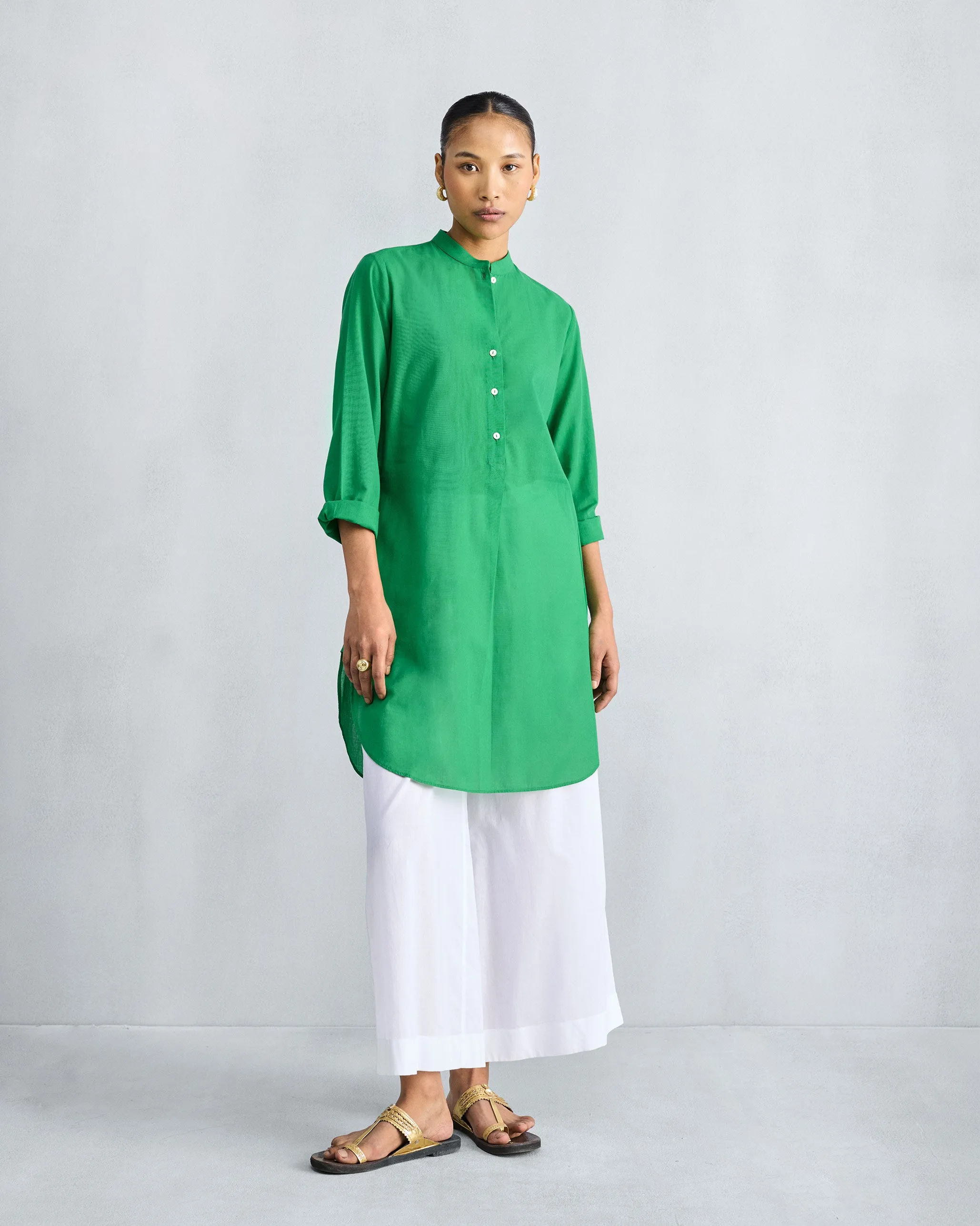 Basic Mid Length Kurta - Green