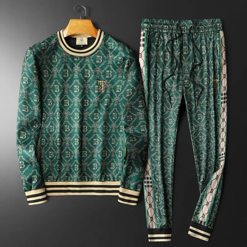 Black Retro Print Men's Tracksuit