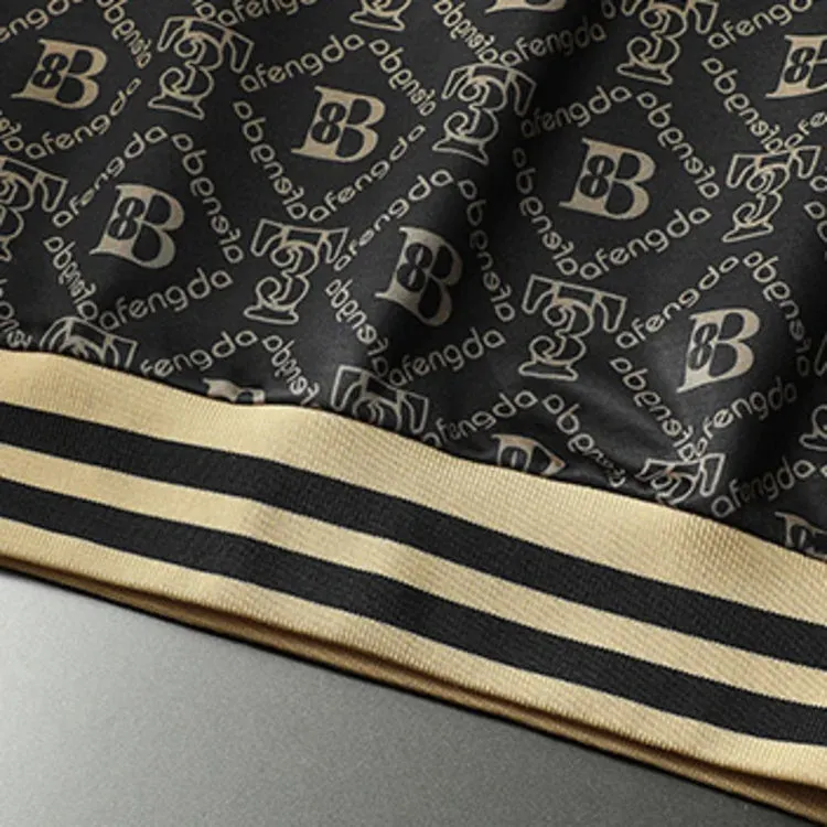 Black Retro Print Men's Tracksuit