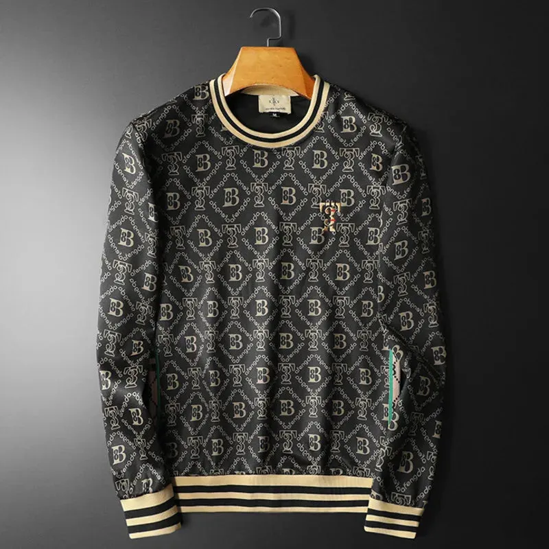 Black Retro Print Men's Tracksuit