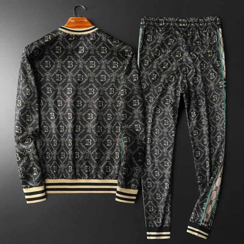 Black Retro Print Men's Tracksuit