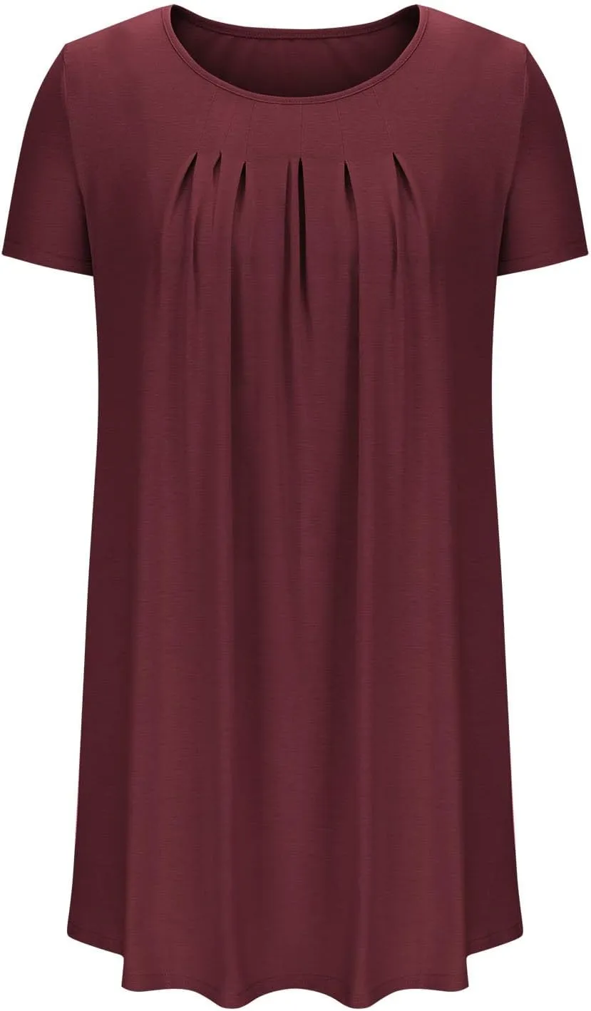 Borniu Women's Summer Casual T Shirt Dresses Short Sleeve Swing Dress with Pocket Fashion Casual Beach Vacation Mini Dresses