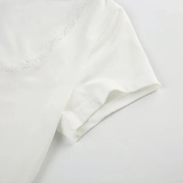 Bow Cutie Lace Trim Crop Top