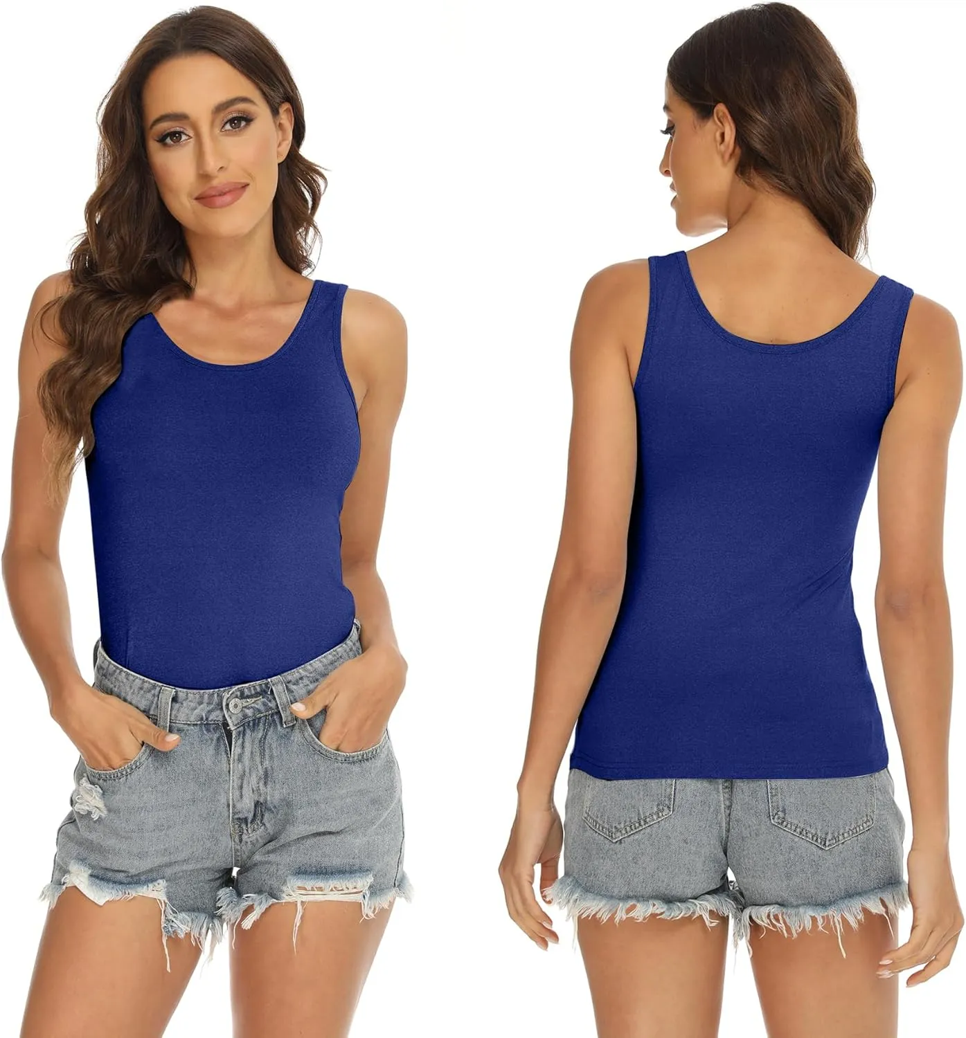 BQTQ 5 Pcs Basic Tank Tops for Women Undershirt Tank Top Sleeveless Under Shirts