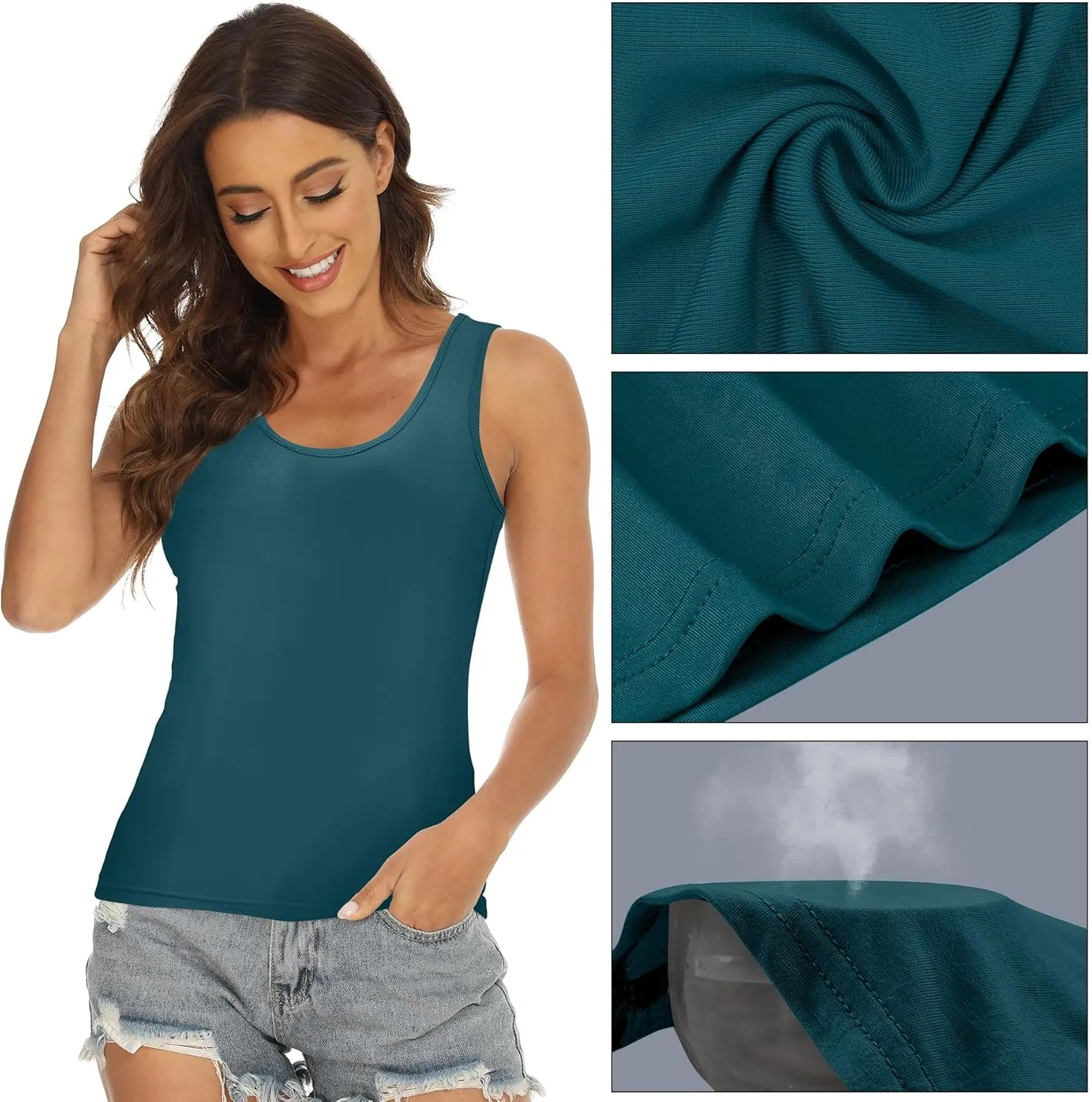 BQTQ 5 Pcs Basic Tank Tops for Women Undershirt Tank Top Sleeveless Under Shirts