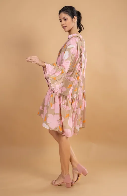 camel flower tunic dress