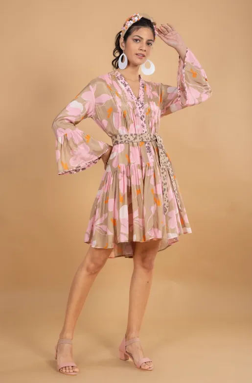 camel flower tunic dress