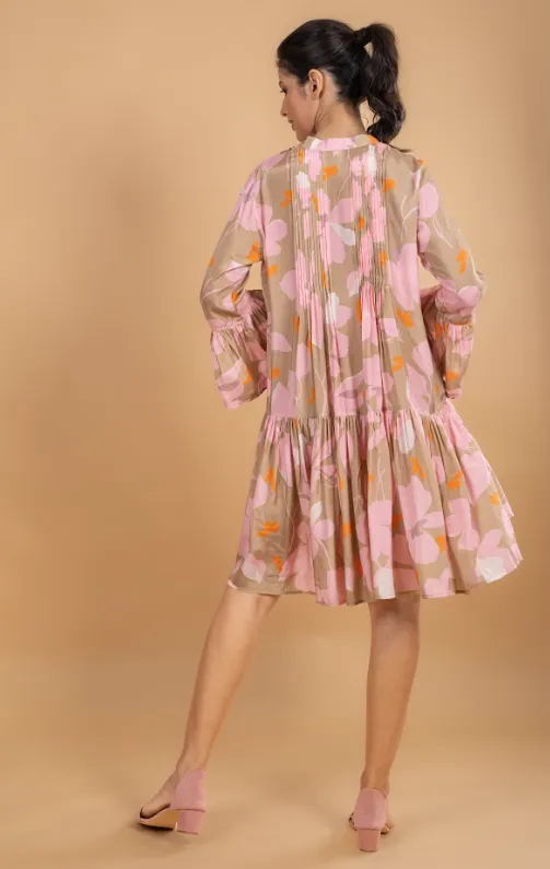 camel flower tunic dress