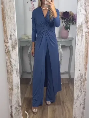 Casual 2 Pieces Suit With Long Top Matching Trouser