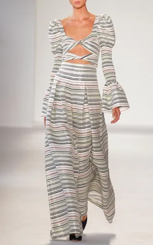 Christian Siriano Italian Metallic Striped Brocade - Lime / Blue / Pink / Silver