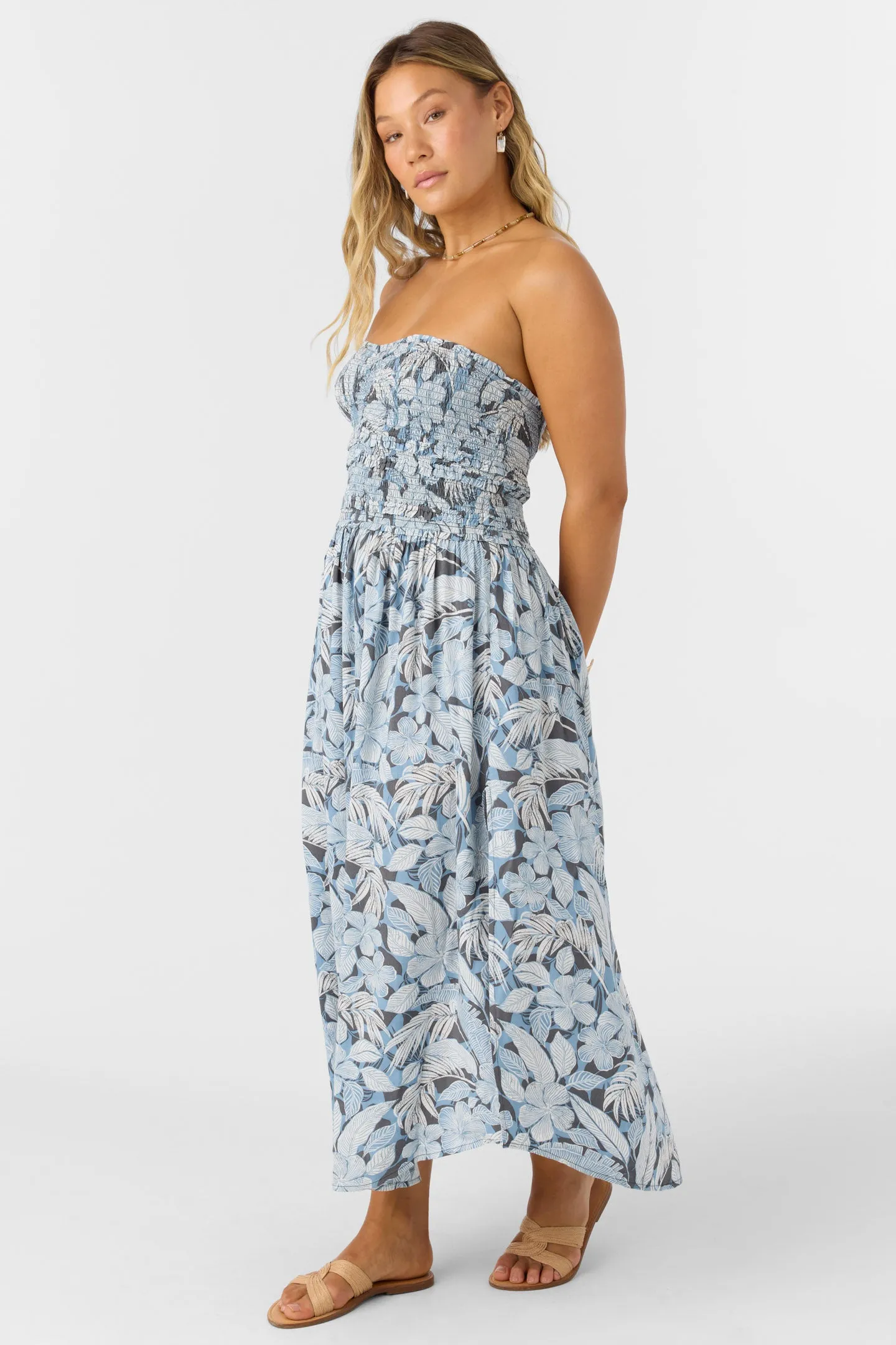 DEVYN PALMETTO FLORAL MIDI DRESS