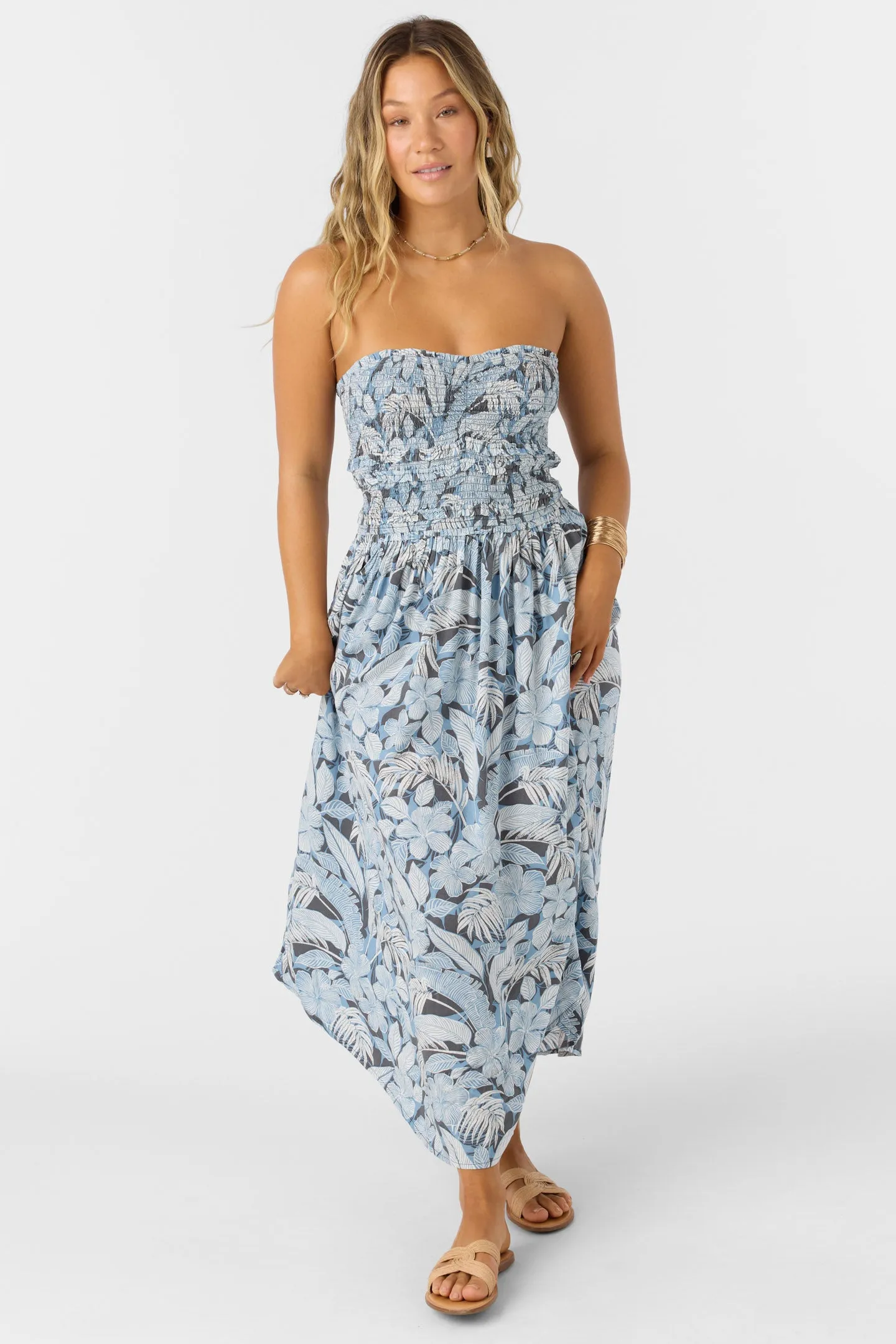 DEVYN PALMETTO FLORAL MIDI DRESS