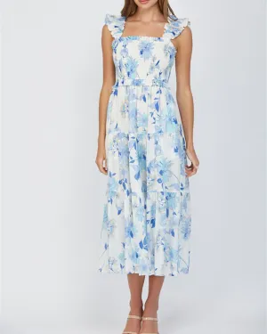 Floral Maxi Dress - Ivory/Blue Multi