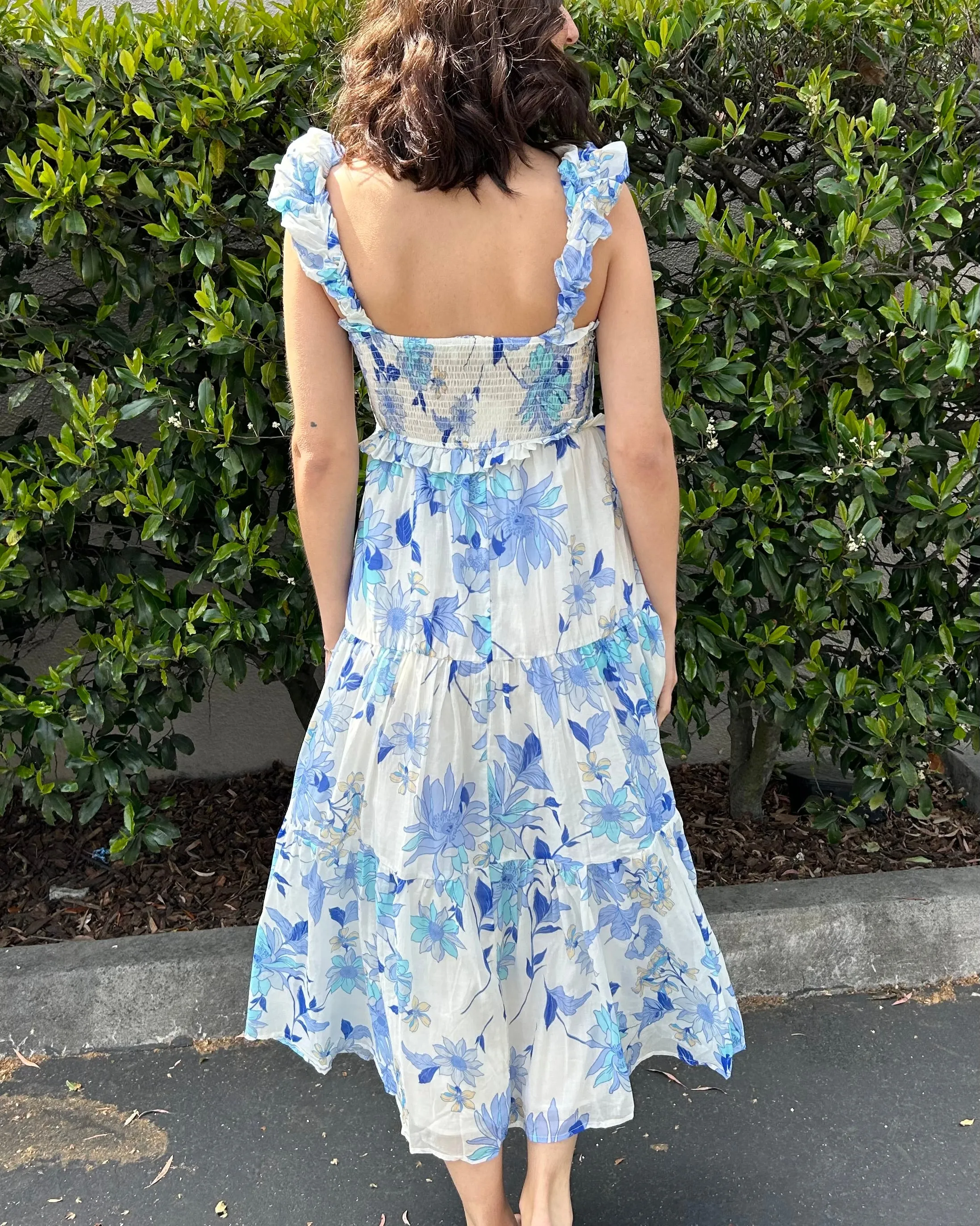 Floral Maxi Dress - Ivory/Blue Multi