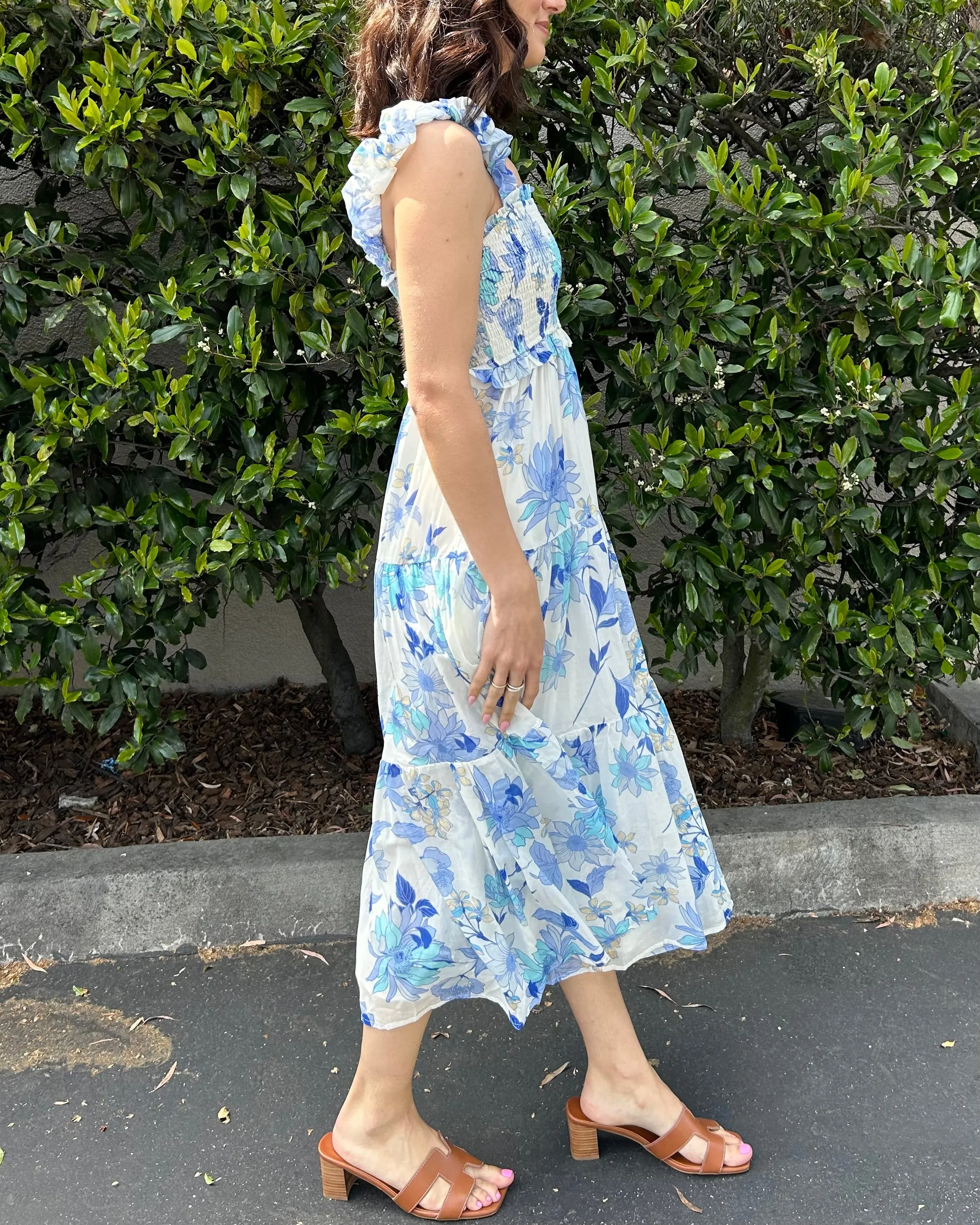 Floral Maxi Dress - Ivory/Blue Multi