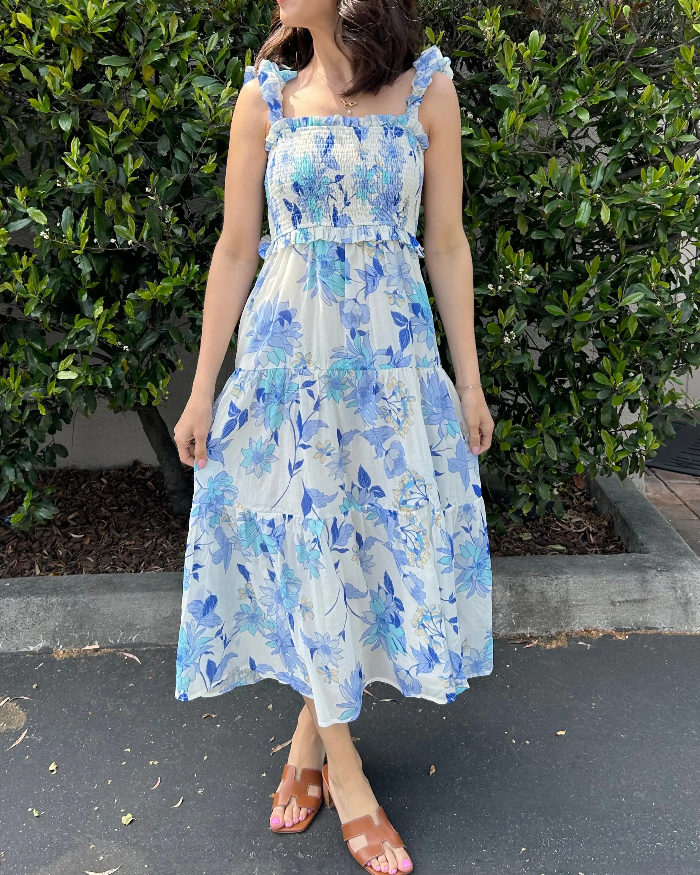 Floral Maxi Dress - Ivory/Blue Multi