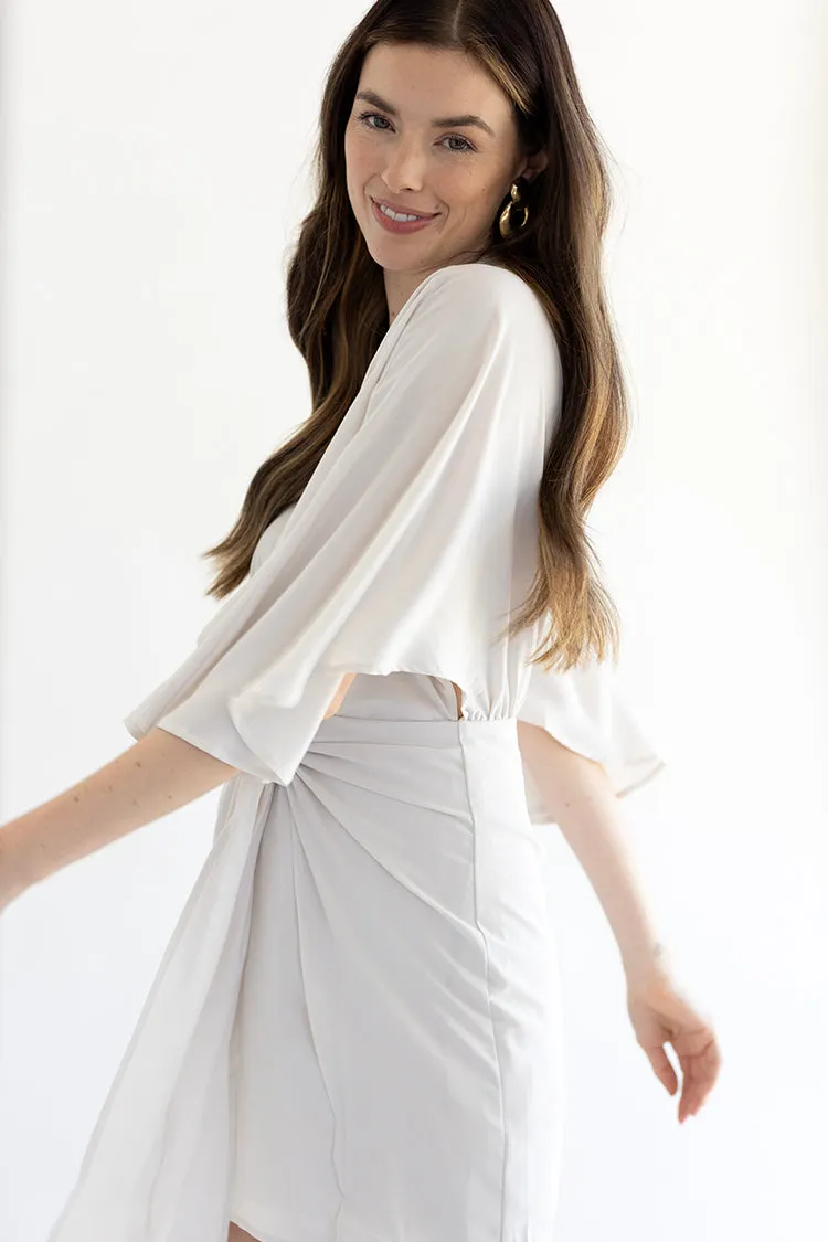 Flowy Sleeve Stone Mini Dress