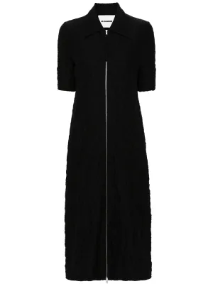 Front Zipper Shirt Dress Cotton