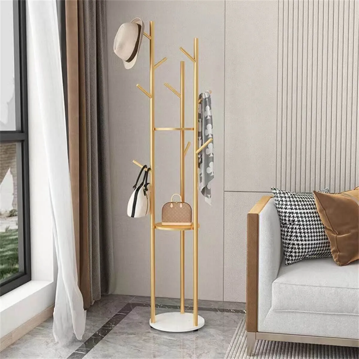 Garment Grove Stylish white nature marble Clothes Rack (Custom made)
