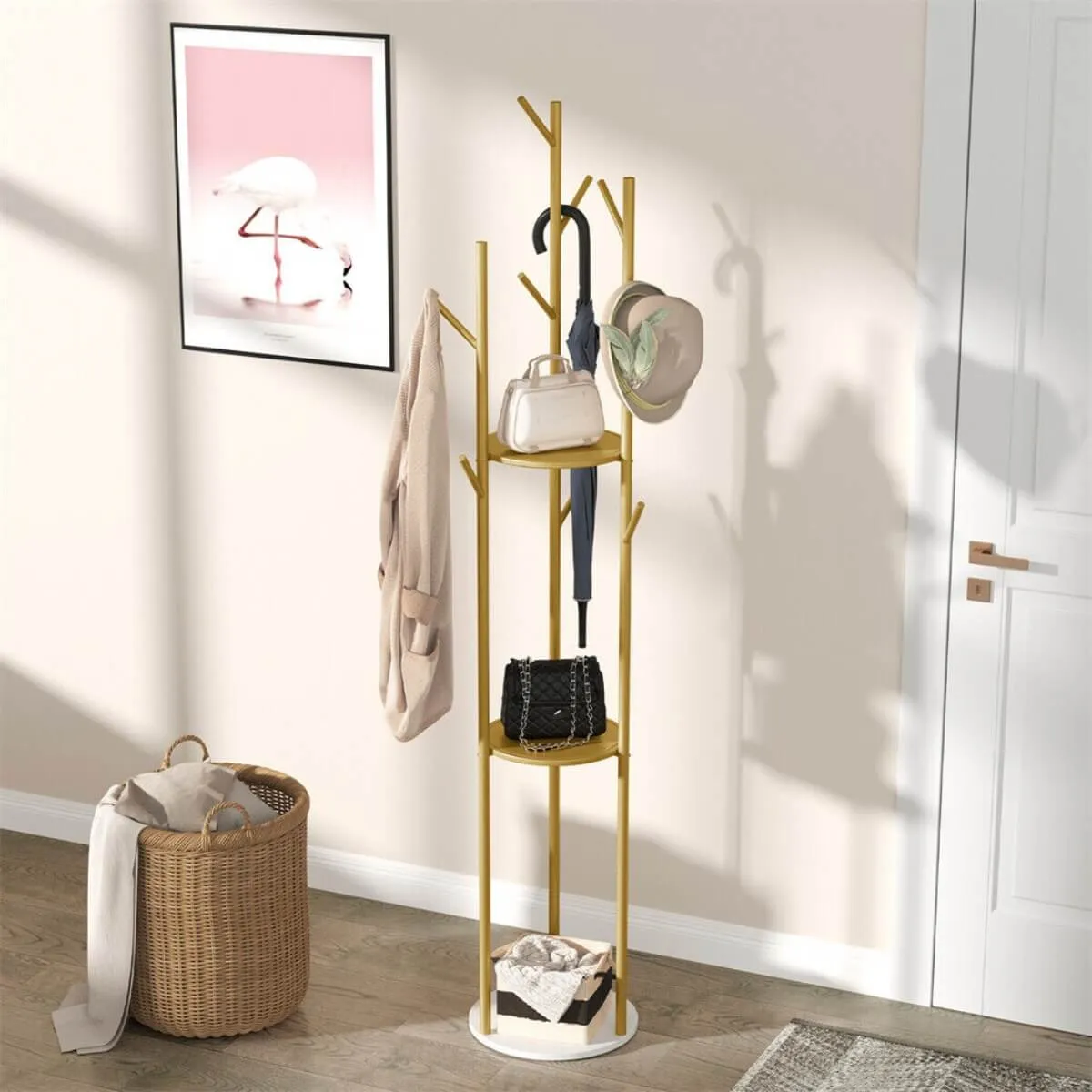 Garment Grove Stylish white nature marble Clothes Rack (Custom made)