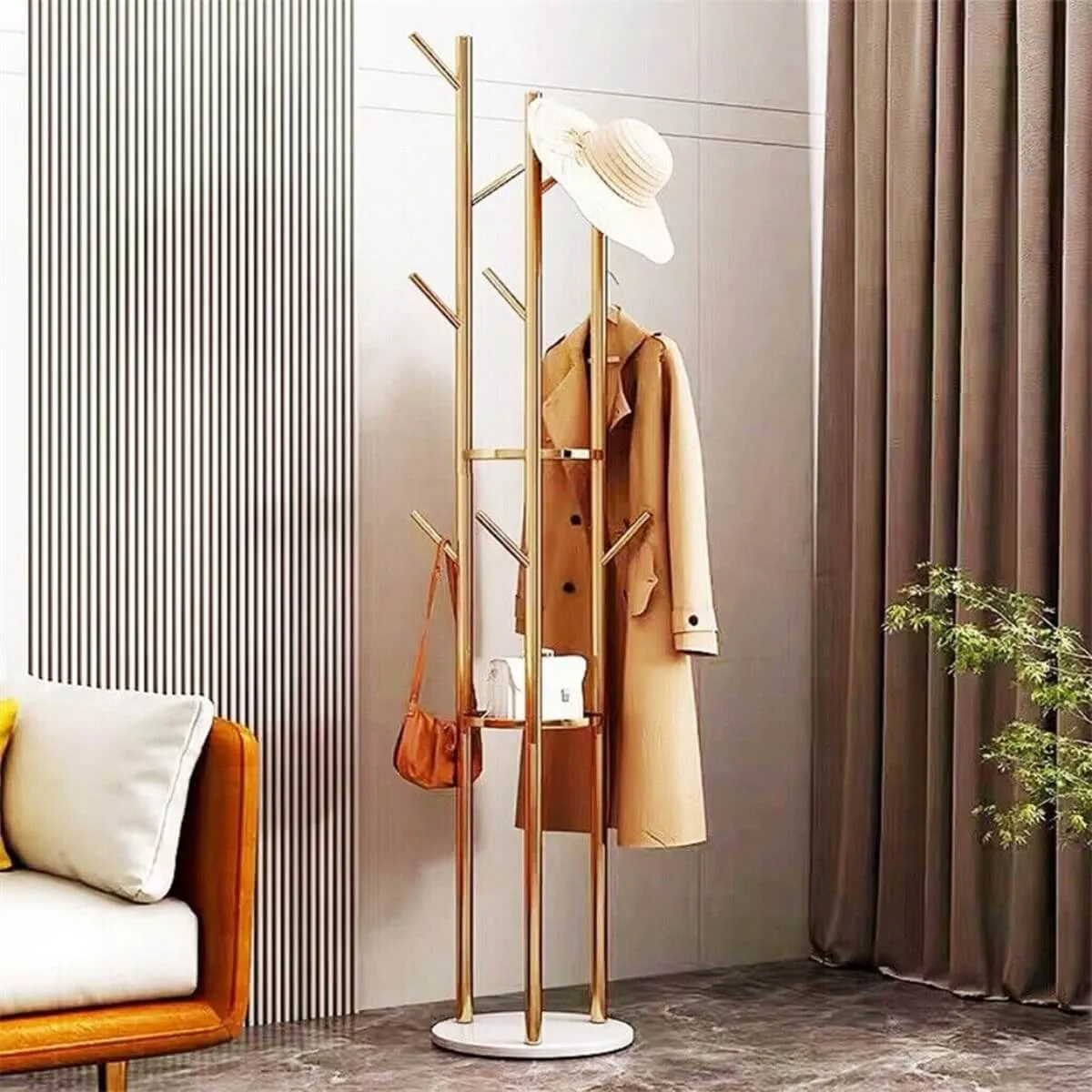 Garment Grove Stylish white nature marble Clothes Rack (Custom made)