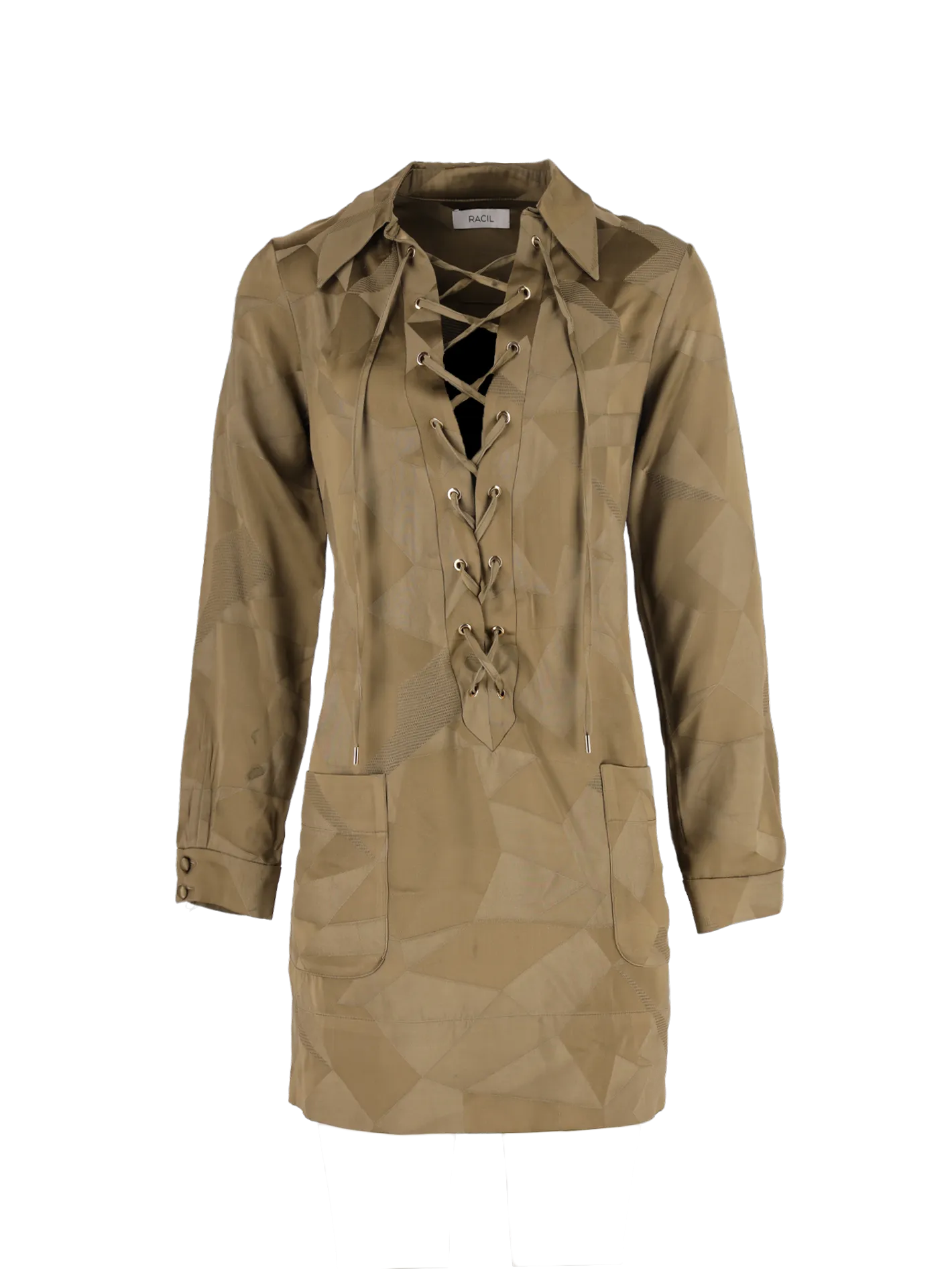 geometric-pattern shirt dress