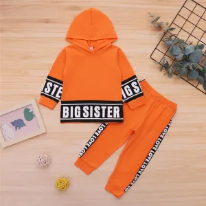 Girls Big Sister Printed Long Sleeve Hooded Top & Pants Girls Clothing Wholesalers