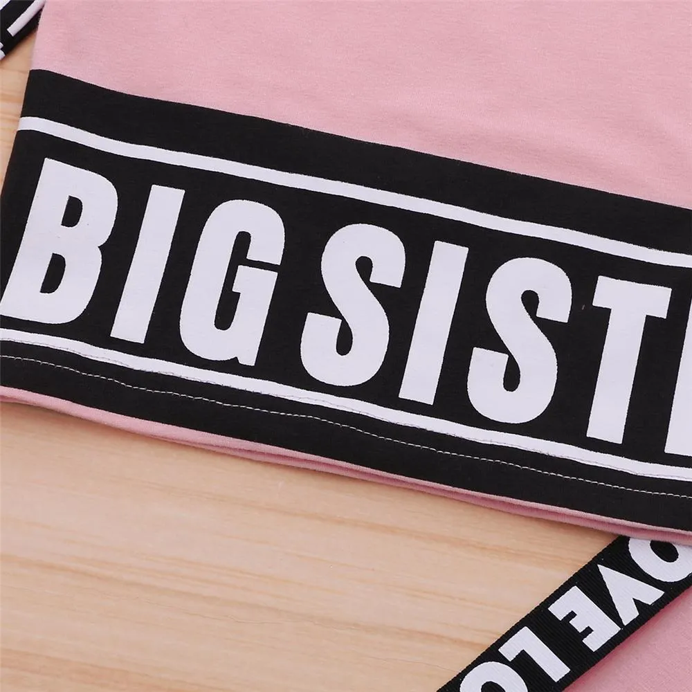 Girls Big Sister Printed Long Sleeve Hooded Top & Pants Girls Clothing Wholesalers