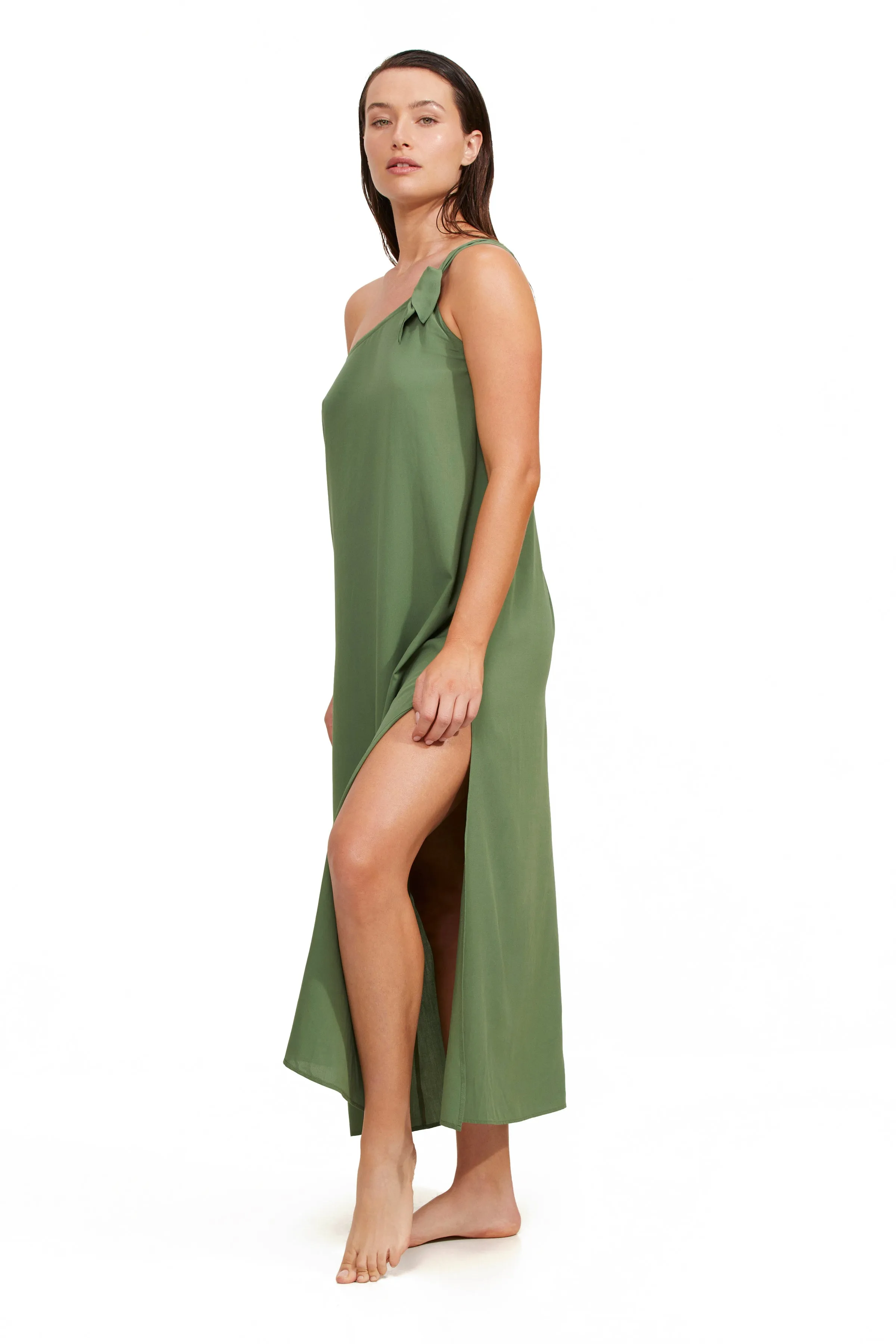 Gottex Luma One Shoulder Sarong Style Maxi Dress