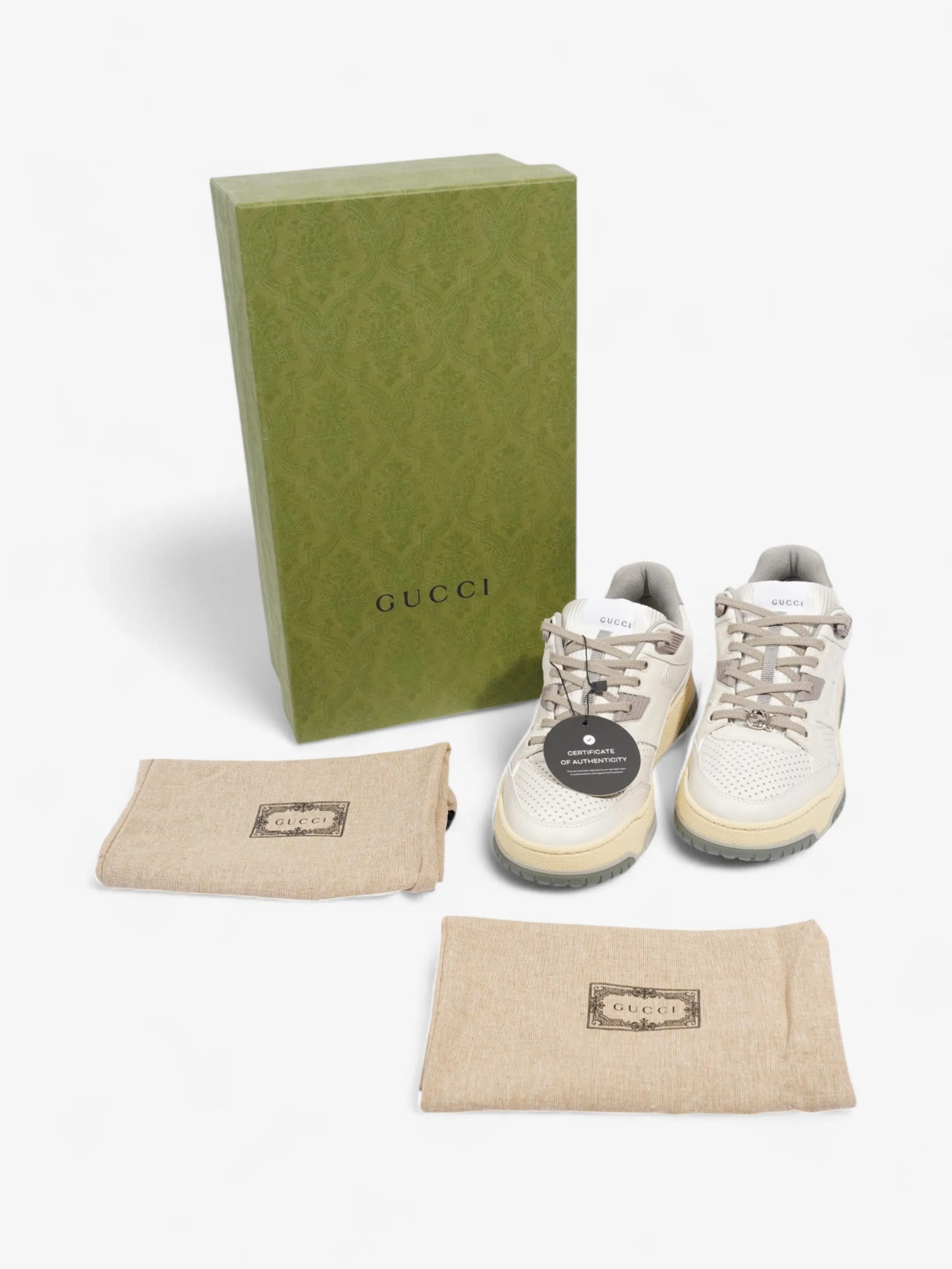 Gucci Distressed Low-tops  Light Grey / Grey / White Leather EU 38.5 UK 5.5