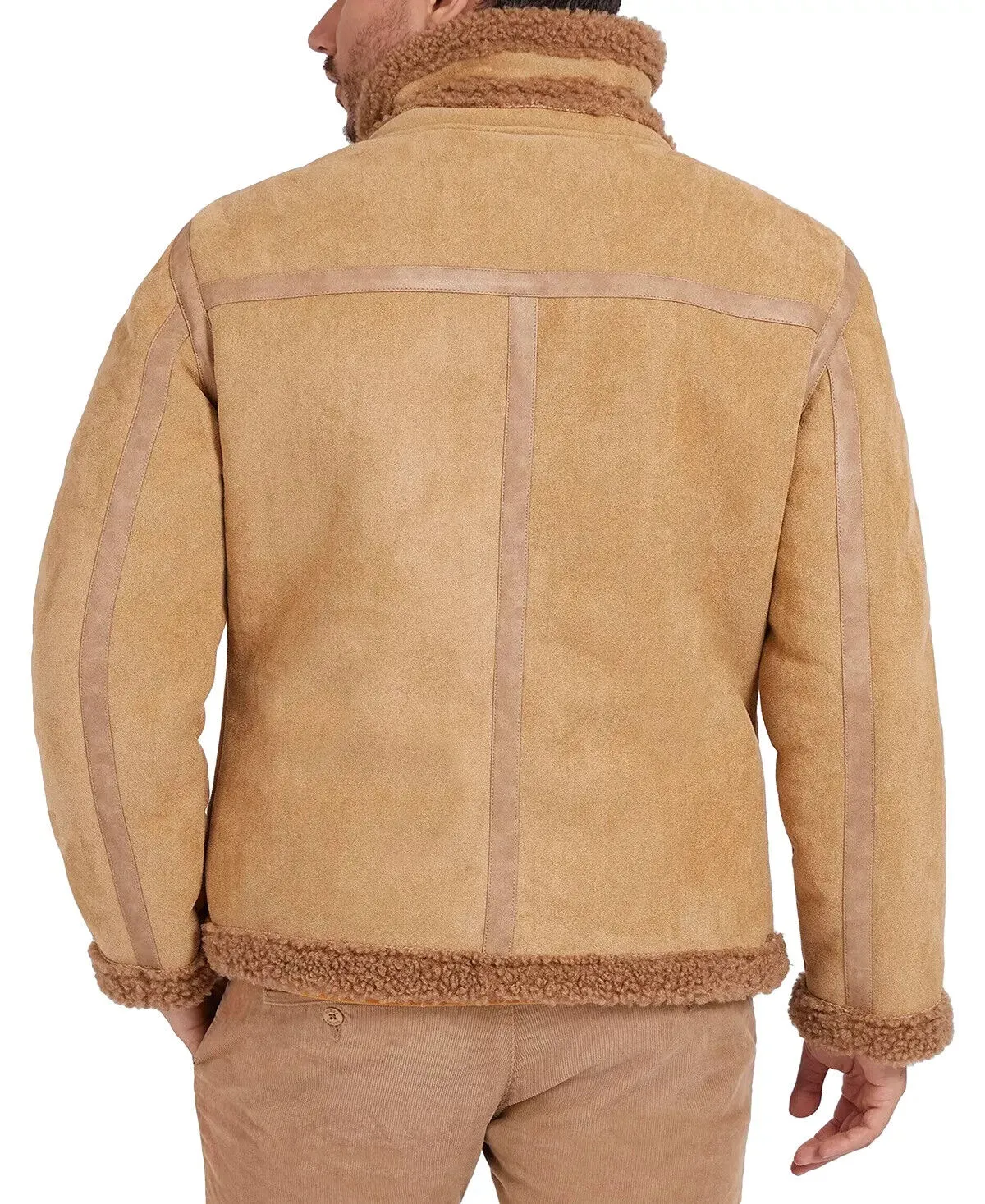 Guess Men's Faux-Shearling Full-Zip Jacket Light Brown Size S MSRP $198