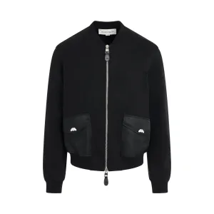 Heavy Loopback Bomber Jacket in Black