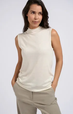 High Neck Sleeveless Sweater - Chalk White
