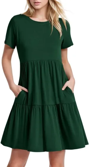 Hort Sleeve T-Shirt Dress for Women Loose 2025 Trendy Sun Dresses Casual Ruched T Shirt Y2K Spring Beach Summer