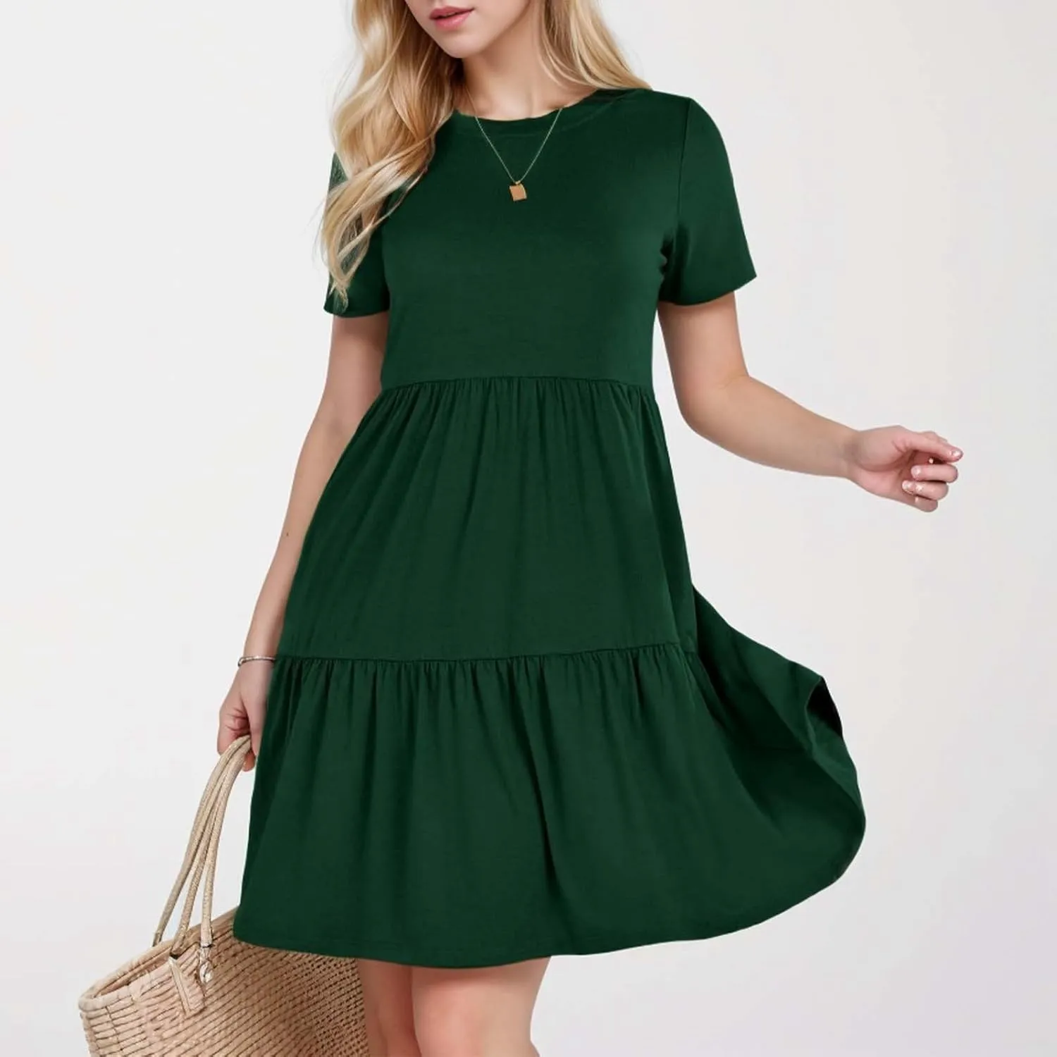 Hort Sleeve T-Shirt Dress for Women Loose 2025 Trendy Sun Dresses Casual Ruched T Shirt Y2K Spring Beach Summer