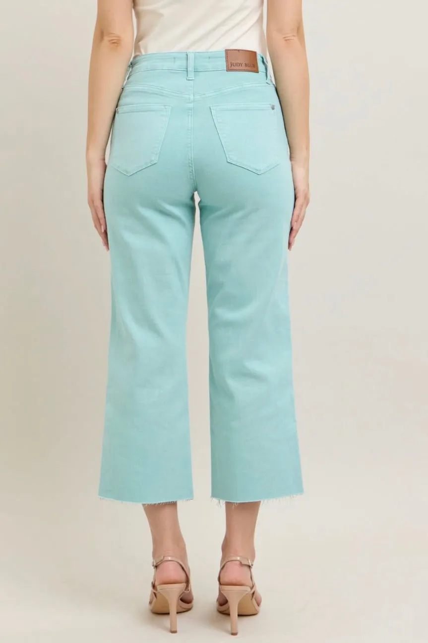 HW Garment Dyed Raw Hem Crop - Blue JB125