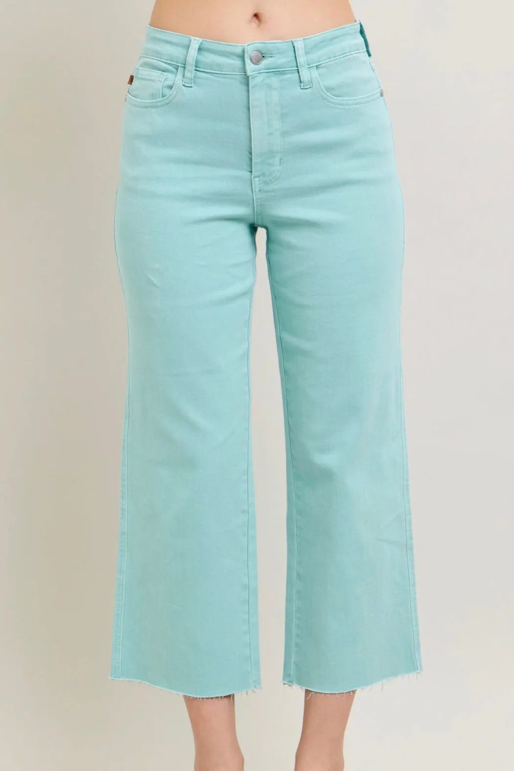 HW Garment Dyed Raw Hem Crop - Blue JB125